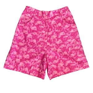Vintage Lilly Pulitzer High Waisted Pink Flamingo Bermuda Shorts Sz 4